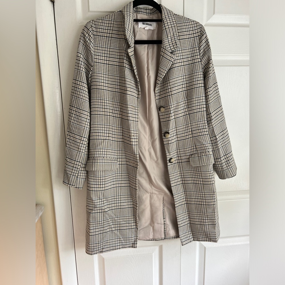 BB Dakota long plaid blazer size XS, runs big